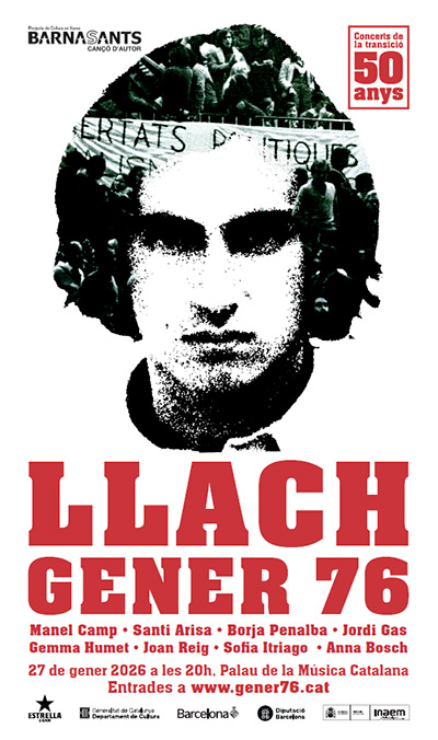 Cartel del concierto «Llach gener 1976–2026» 