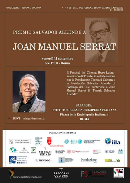 Joan Manuel Serrat recibir&aacute; el &laquo;Premio Salvador Allende&raquo; en Roma.